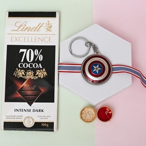 Captain America Spinner Rakhi with Lindt