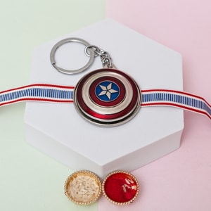 Captain America Spinner Rakhi Keychain