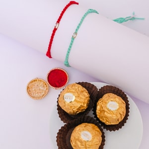 Crystal Charm Rakhi Duo with Ferrero Rocher