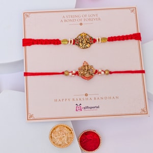 Twin Ganesha Traditional Rakhi Set