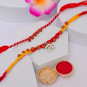 Om & Rudraksha Spiritual Rakhi Duo