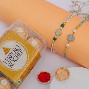 Om Designer Rakhi Duo with Ferrero Rocher