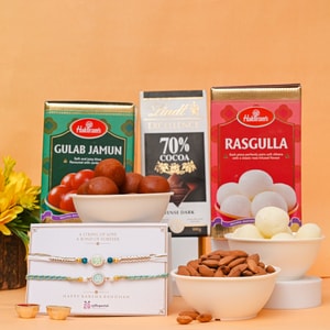 Om Blessings Rakhi & Mithai Luxury Hamper
