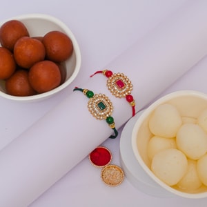Royal Stone Rakhi Mithai Celebration Set