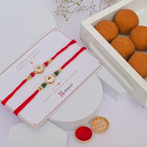 Ganesha Rakhi Duo with Besan Ladoo