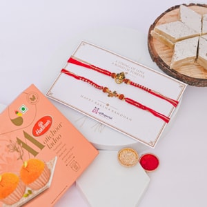 Ganesha Mahakaal Rudraksha Rakhi Mithai Combo
