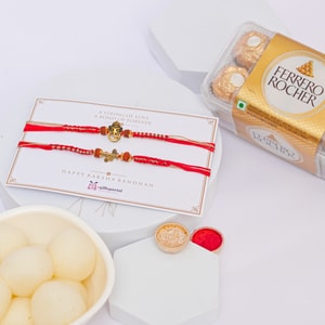 Ganesha Mahakaal Rakhi with Rasgulla & Ferrero