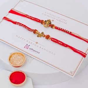 Rudraksha Ganesha Mahakaal Sacred Rakhi Set