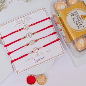Om Ganesha Divine Rakhi Set with Ferrero Rocher