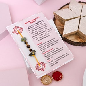 Lucky Crystal Rakhi & Kaju Katli Gift