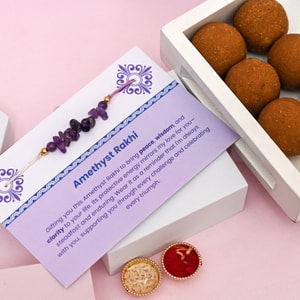 Amethyst Sparkle Rakhi & Besan Laddu