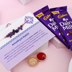 Amethyst Healing Rakhi with Dairy Milk Chocolates