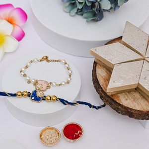 Floral Bhaiya Bhabhi Rakhi with Kaju Katli