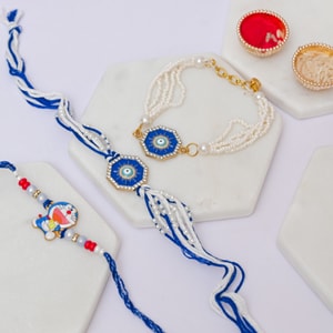 Evil Eye Family Rakhi Set with Doraemon
