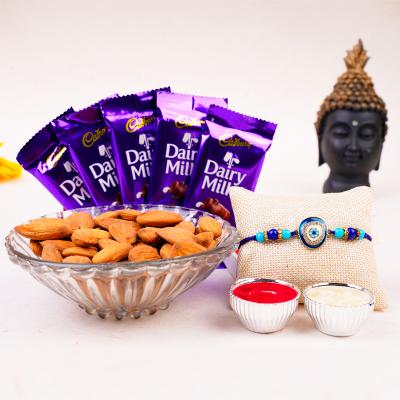 Blue Eye Protection & Chocolate Extravaganza - Rakhi and Dry Fruits to USA