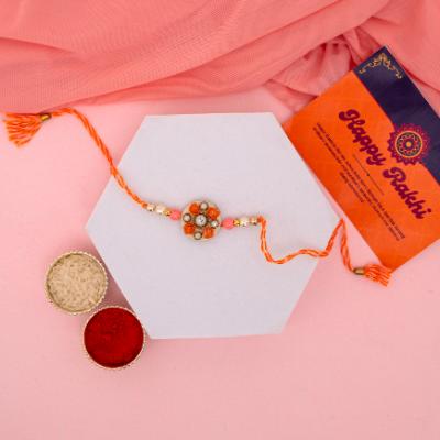 Blossom Bond Floral Orange Rakhi