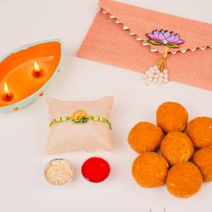 Auspicious Ganesha Rakhi & Besan Laddu