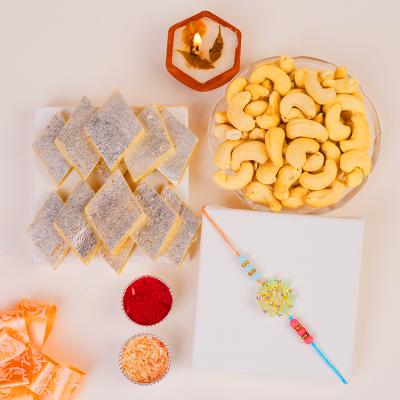 Blossom & Sweetness: Floral Delight Rakhi - Rakhi and Dry Fruits to USA