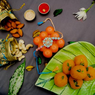 Blossom Love & Festive Feast Rakhi - Rakhi and Dry Fruits to USA