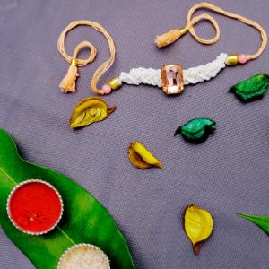 Sunlit Grace Yellow Stone Rakhi