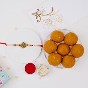 Ganesha Pan Shaped Rakhi with Besan Laddu