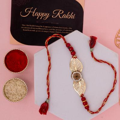 Golden Grace Designer Leaf Rakhi