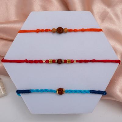 Rudraksha Guardians & Colorful Fun Trio - Set of 3 Rakhis to USA