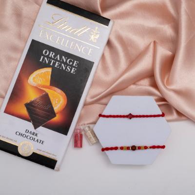 Traditional Blessings Rakhi Duo & Lindt Excellence - Set of 2 Rakhis to USA