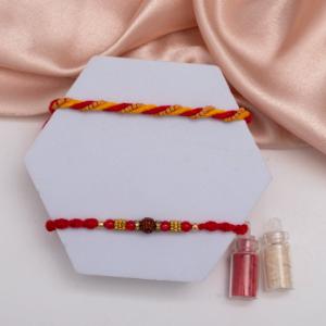 Rudraksha & Beads Mauli Rakhi Pair