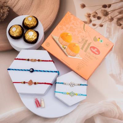 Five-Fold Bond & Festive Indulgence - Set of 5 Rakhis to USA