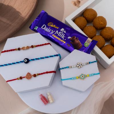 Quintet of Love & Sweet Harmony - Set of 5 Rakhis to USA