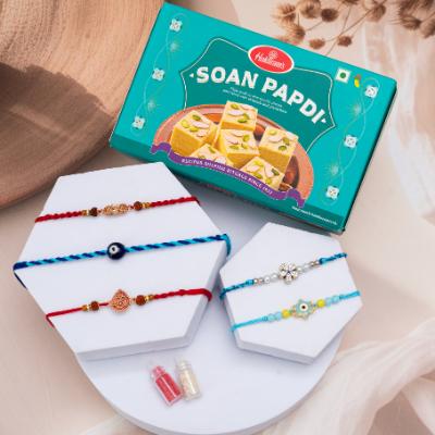 Five Bonds & Flaky Sweetness - Set of 5 Rakhis to USA