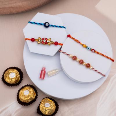 Graceful Quartet & Golden Delights - Set of 5 Rakhis to USA