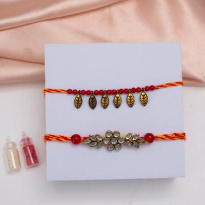 Stone & Leaf Rakhi Set with Rajbhog