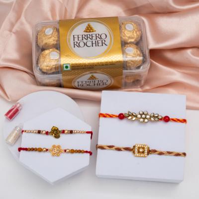 Four Bonds & Grand Golden Feast - Set of 5 Rakhis to USA