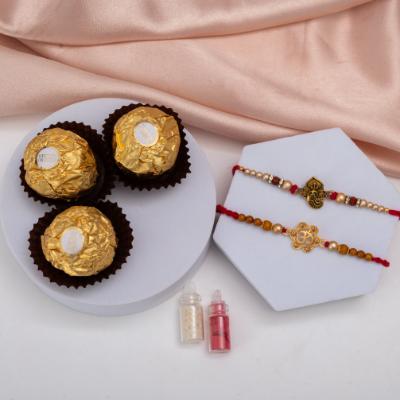 Ganesha & Om Rakhi Set with Ferrero Rocher