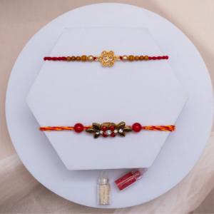 Om & Stone Rakhi Set – Sacred Strength & Style