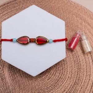 Fiery Crimson Heart Stone Rakhi