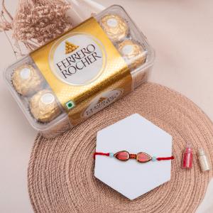 Fiery Passion & Golden Grandeur Rakhi - Rakhi and Chocolates to USA