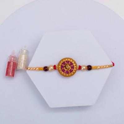 Regal Red Golden Om Rakhi
