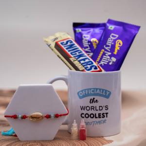 Golden Shell Rakhi & Cool Brother Gift Hamper