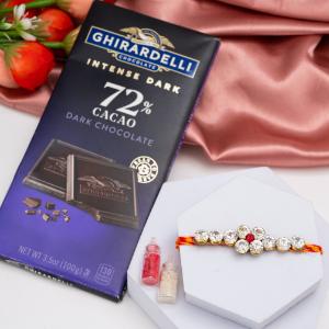 Blessed Stone & San Francisco Sweetness Rakhi - Rakhi and Chocolates to USA