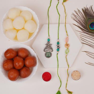 Verdant Elegance & Double Sweet Indulgence Rakhi