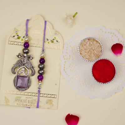 Regal Amethyst Oxidized Rakhi Pair