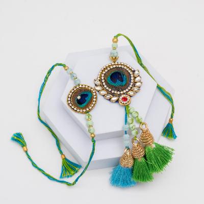 Royal Grace Peacock Bhaiya Bhabhi Rakhi Pair