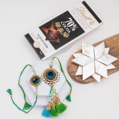 Majestic Peacock & Dual Delight Rakhi