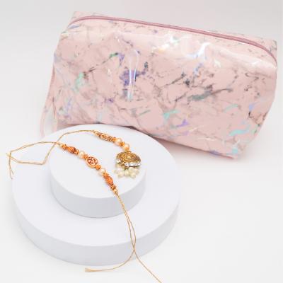 Divine Harmony & Golden Glow Rakhi Set with Shining Pouch