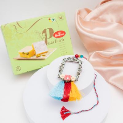 Vibrant Bloom & Pistachio Delight Lumba Rakhi