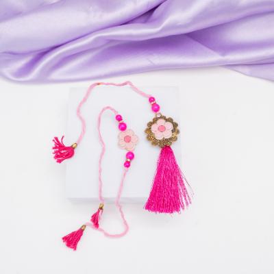 Blush Bloom Pink Floral Bhaiya Bhabhi Rakhi Set