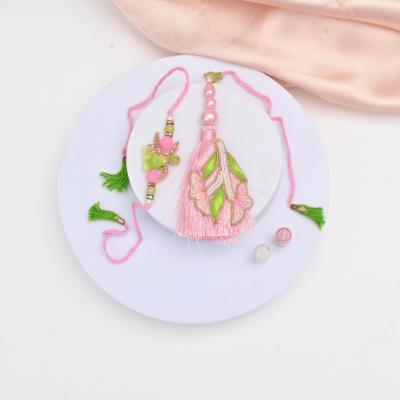 Royal Zardosi Handcrafted Bhaiya Bhabhi Rakhi Set